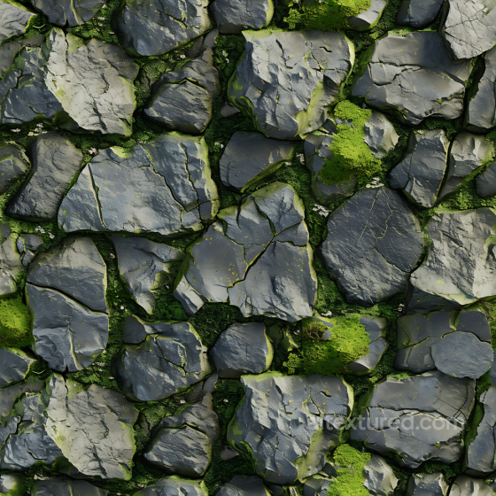 Mossy Cracked Stone Ground Seamless Texture with Rough Jagged Rocks Stone texture preview