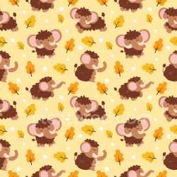 Pattern Bundle - Seamless 3D Pattern PBR Texture Featuring Cute Cartoon Mammoths with Autumn Motifs texture preview