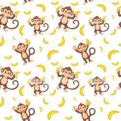 Pattern Bundle - Seamless 3D Pattern PBR Texture Featuring Playful Monkey and Banana Motifs in Bright Colo… texture preview