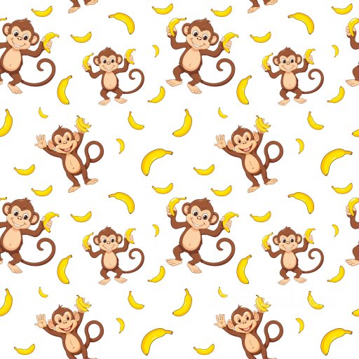 Pattern PBR Texture Featuring Playful Monkey and Banana Motifs in Bright Colors seamless Pattern Bundle PBR texture