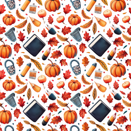 Seamless 3D PBR Texture with Autumn Pumpkins, Leaves, and Cozy Seasonal Motifs