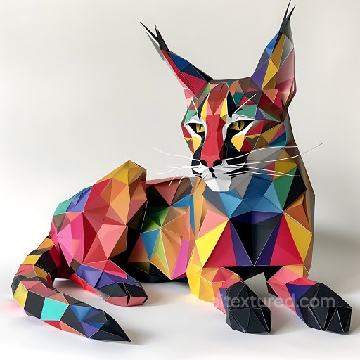 Animal - Seamless 3D PBR Texture Featuring Colorful Geometric Caracal Pattern texture preview
