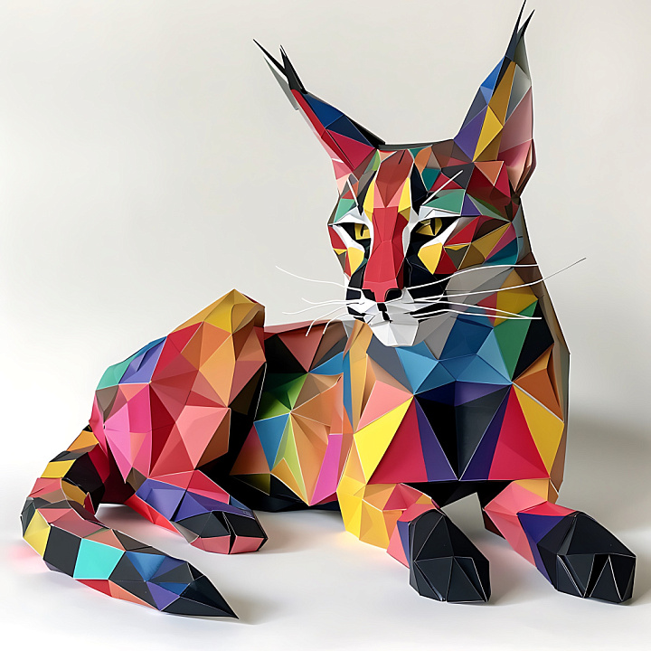 Featuring Colorful Geometric Caracal Pattern seamless PBR texture preview