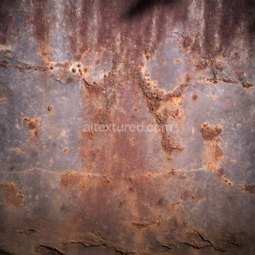 Seamless 3D PBR Rusty Metal Texture Featuring Cracks and Corroded Holes
