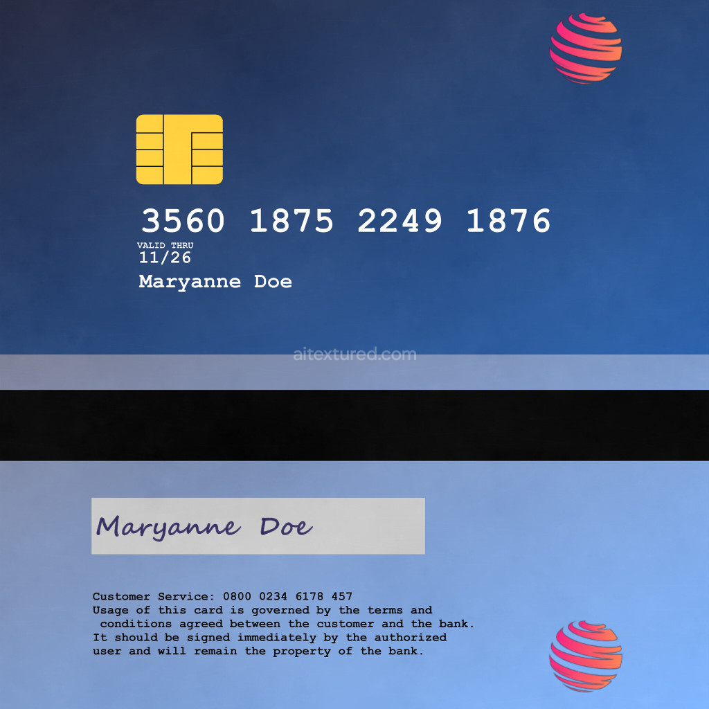 Seamless payment card texture with PBR details