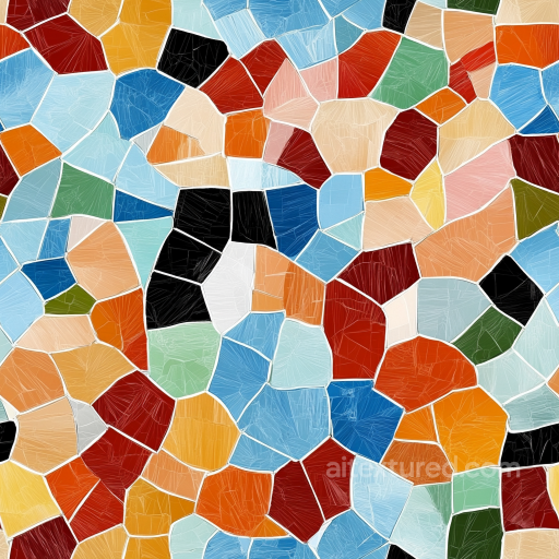 Mosaic PBR Texture Featuring Colorful Irregular Stone Chips with Matte Finish seamless Mosaic PBR texture