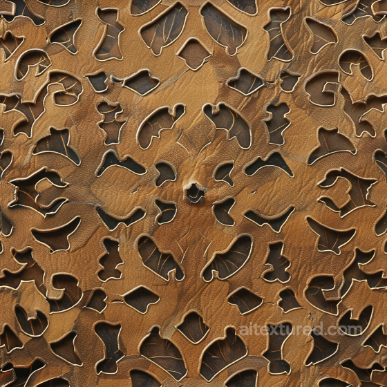 Carved Brown Leather Texture With Detailed Embossed Cutout Pattern Leather texture preview