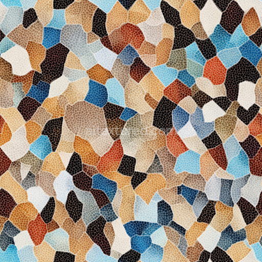 Seamless 3D Mosaic PBR Texture Featuring Irregular Multi-Colored Stone Tiles with Matte F… texture preview
