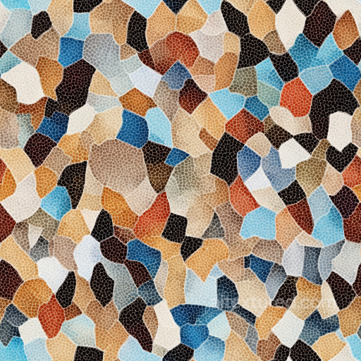 Mosaic PBR Texture Featuring Irregular Multi-Colored Stone Tiles with Matte Finish seamless Mosaic PBR texture