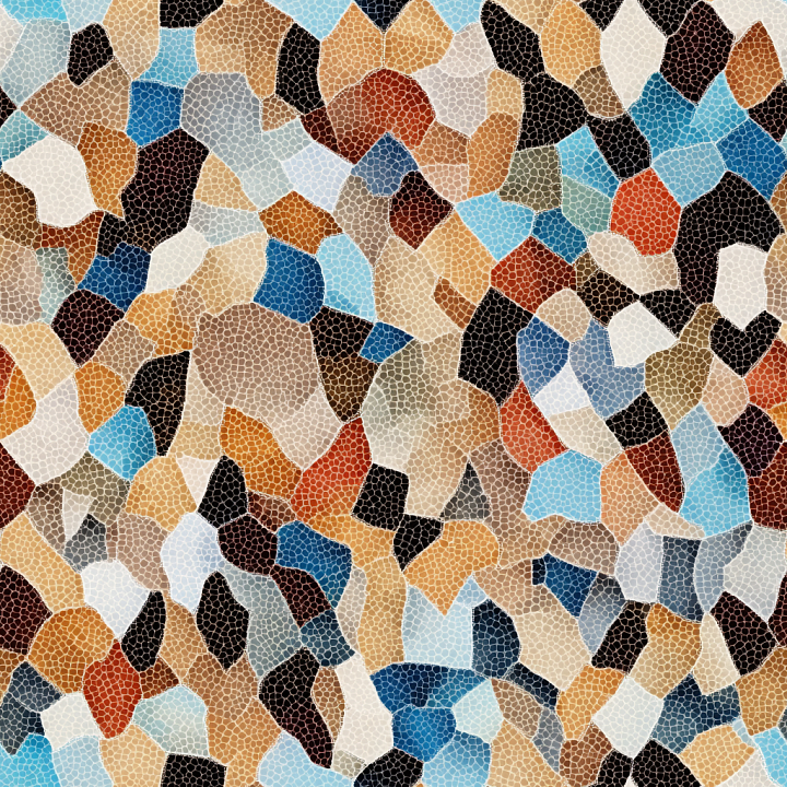 Mosaic Featuring Irregular Multi-Colored Stone Tiles with Matte Finish seamless PBR texture preview