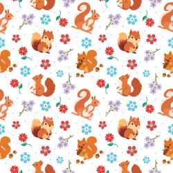 Pattern Bundle - Seamless 3D Pattern PBR Texture with Playful Squirrel Motifs and Colorful Floral Elements texture preview