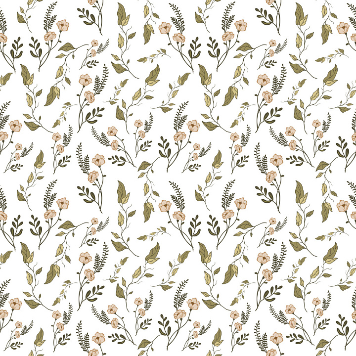 Pattern with Wild Flower Motifs and Soft Earthy Tones seamless PBR texture preview