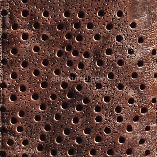 Seamless Perforated Brown Leather PBR Texture with Detailed Grain and Subtle Wear