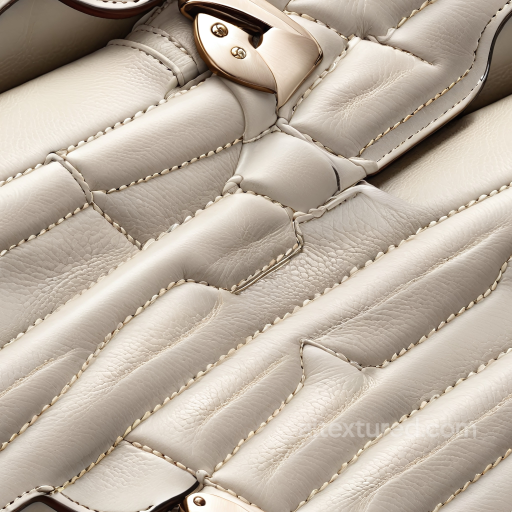 Cream Quilted Leather Texture with Soft Grain and Stitch Detailing seamless Leather PBR texture