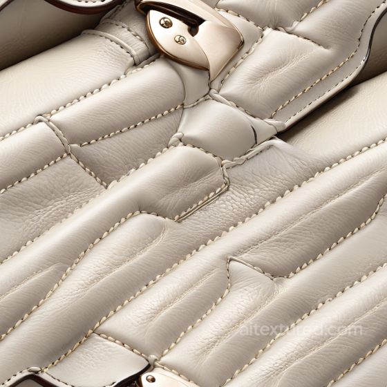 Cream Quilted Leather Texture with Soft Grain and Stitch Detailing Leather texture preview