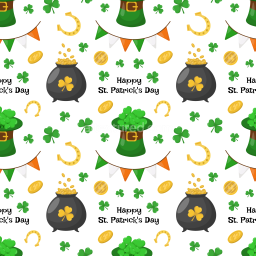 Seamless 3D PBR Texture Featuring St Patrick’s Day Symbols and Festive Patterns