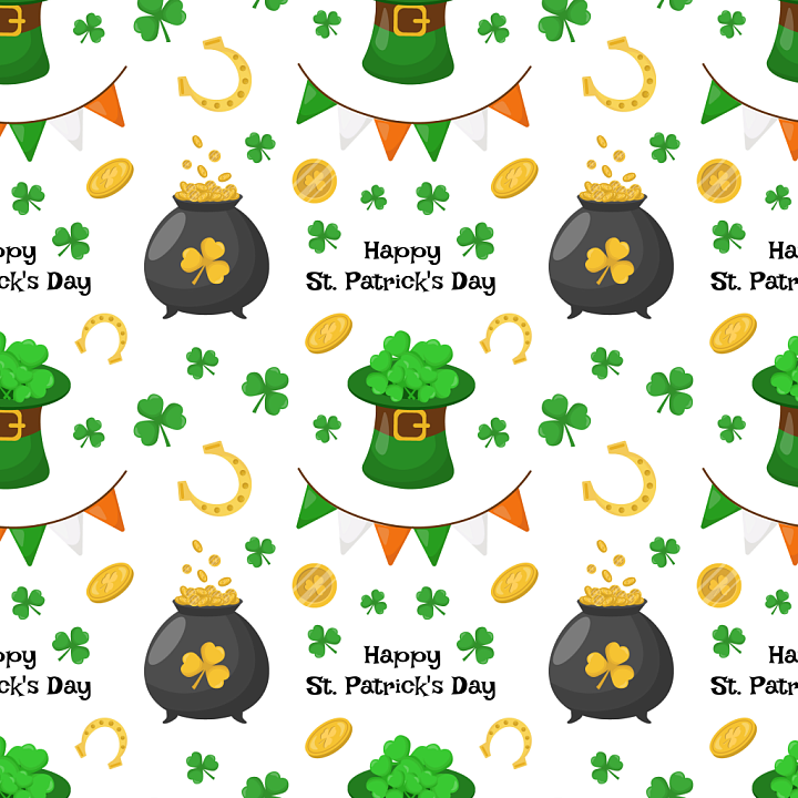 Featuring St Patrick’s Day Symbols and Festive Patterns seamless PBR texture preview