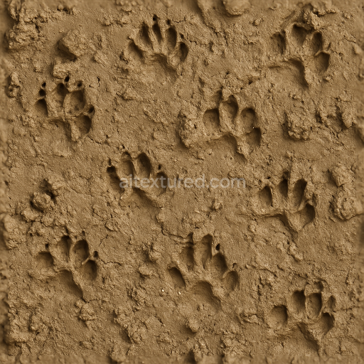 Preview — Seamless 3d texture pbr 8k of muddy animal tracks on soft muddy soil with mud clumps