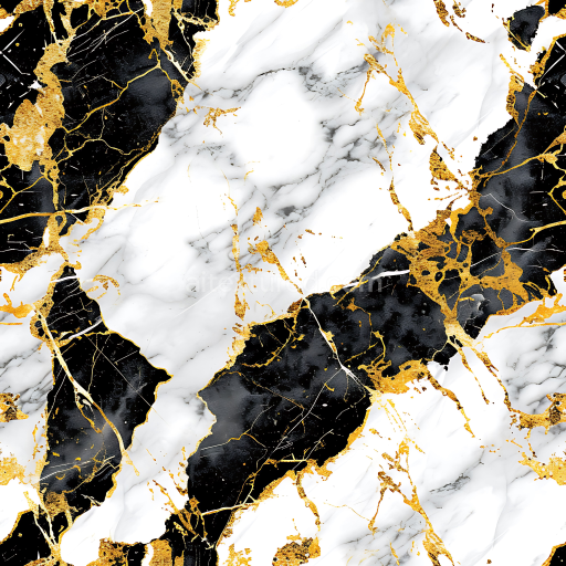 Preview — Seamless 3D Black and White Marble PBR Texture with Gold Vein Accents