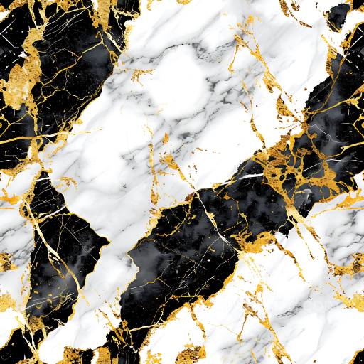 Black and White Marble PBR Texture with Gold Vein Accents seamless Marble PBR texture