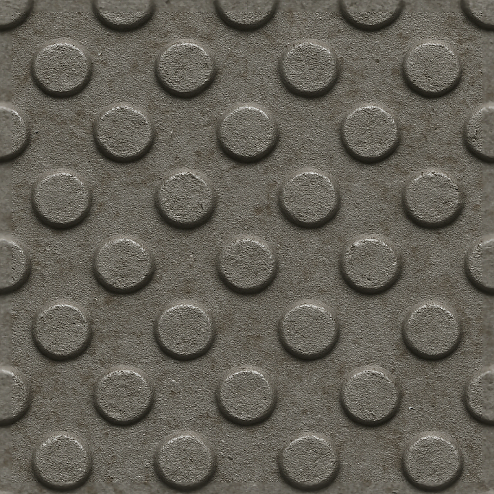 Tactile Plate With Circular Bumps On Industrial Gray Metal seamless PBR texture preview