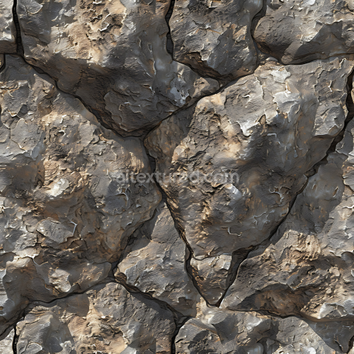 Seamless 3D PBR Texture of Rough Weathered Stone Wall with Natural Cracks and Erosion