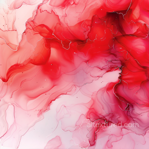 Alcohol Ink PBR Texture Featuring Red and Pink Fluid Waves with Delicate Veins texture preview