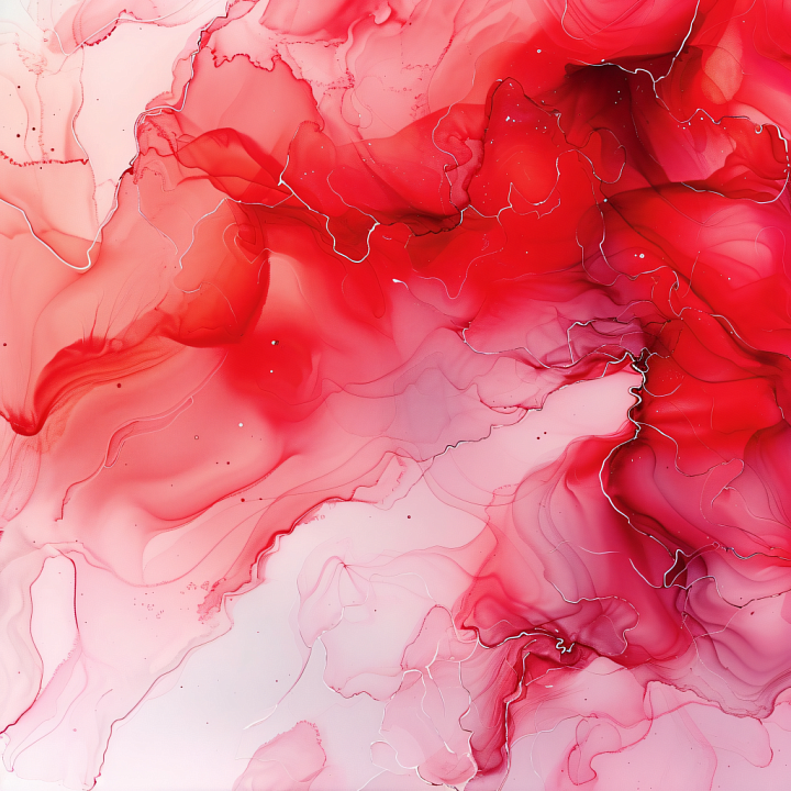 Alcohol Ink Featuring Red and Pink Fluid Waves with Delicate Veins seamless PBR texture preview