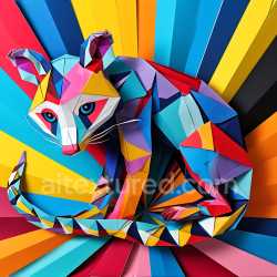 seamless Seamless 3D PBR Texture of Vibrant Origami-Inspired Banded Palm Civet Pattern texture 8k free download PBR