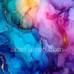 seamless Seamless 3D Alcohol Ink PBR Texture Featuring Vibrant Blue and Violet Fluid Swirls with Gold Veining texture 8k free download PBR