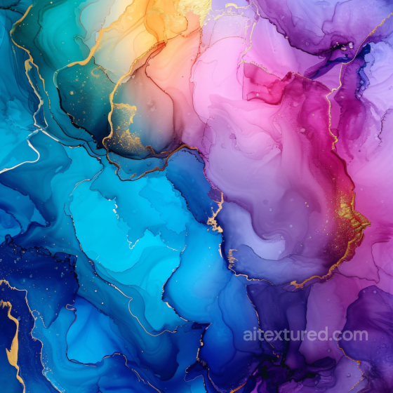 Alcohol Ink PBR Texture Featuring Vibrant Blue and Violet Fluid Swirls with Gold Veining Alcohol ink texture preview