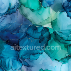 seamless Seamless 3D Alcohol Ink PBR Texture with Teal and Blue Fluid Waves and Gold Veins texture 8k free download PBR