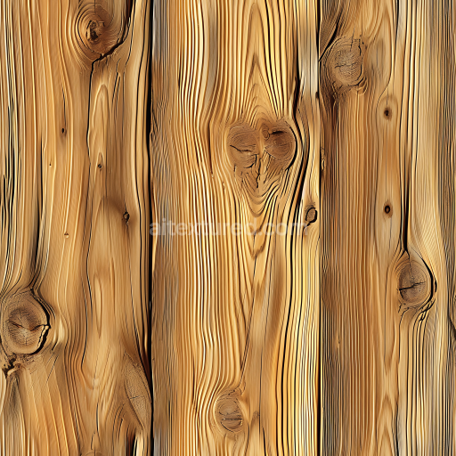 Seamless 3D Knotty Pine Wood Planks PBR Texture with Prominent Grain