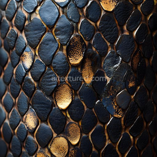 Seamless 3D PBR Texture of Dark Reptilian Skin with Rough, Glossy Scales