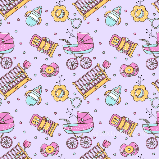 With Pastel Baby Girl Icons Pattern seamless Baby girl  PBR texture