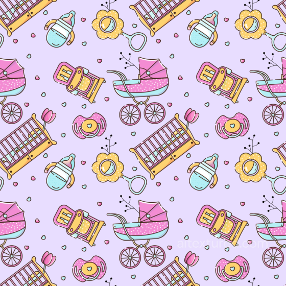 With Pastel Baby Girl Icons Pattern Baby girl texture preview