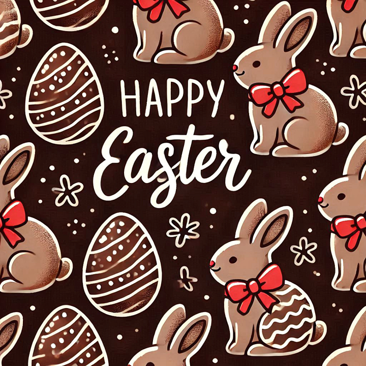 Digital Paper with Easter Bunny and Egg Motifs seamless PBR texture preview