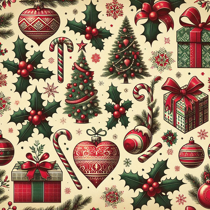 All Christmas Digital paper of Vintage Christmas Digital Paper Pattern… seamless PBR texture preview
