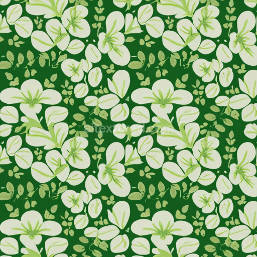 Seamless 3D PBR Texture Featuring Stylized Green Clover and Leaf Pattern