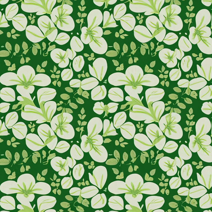 Featuring Stylized Green Clover and Leaf Pattern seamless PBR texture preview