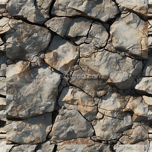 Seamless 3D Weathered Rocky Stone Wall PBR Texture with Natural Cracks and Rough Surfaces