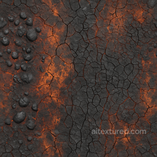 Fire Damaged Paint Surface With Blistered Cracks seamless Fire PBR texture