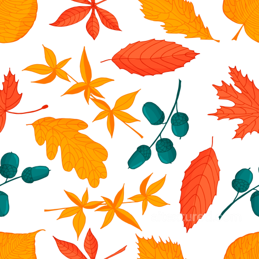 Colorful Autumn Leaves and Acorns Pattern Seamless Texture seamless Autumn Leaves PBR texture