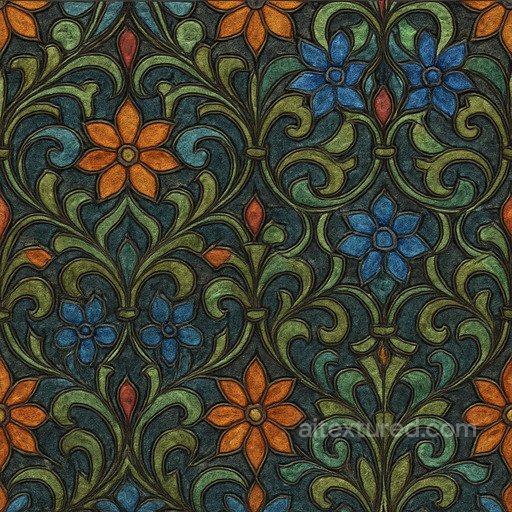 Ornate Stained Glass Seamless Texture seamless Glass PBR texture
