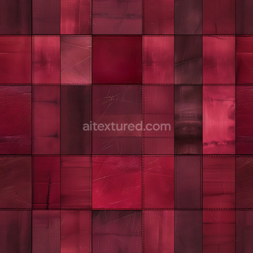 Seamless 3D Red Painted Metal Panel PBR Texture with Scratches and Grid Pattern