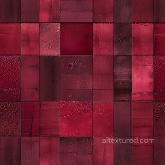 Red Painted Metal Panel PBR Texture with Scratches and Grid Pattern Plaid texture preview