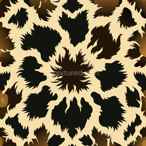 Seamless 3D PBR Leopard Print Texture with Black and Brown Spots on Beige Fabric