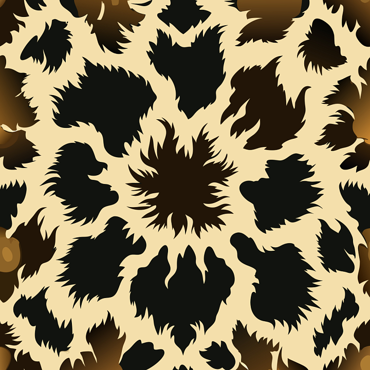 Leopard Print with Black and Brown Spots on Beige Fabric seamless PBR texture preview
