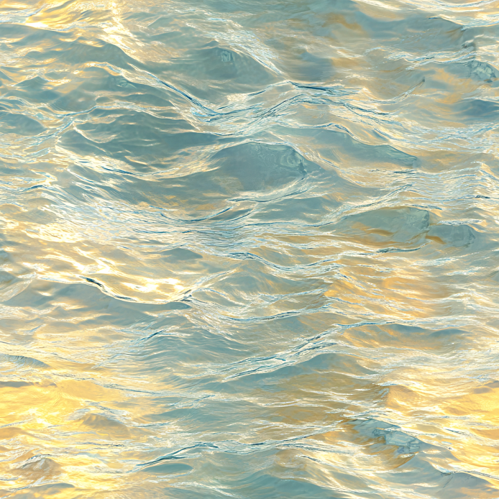 Water of Calm Ocean Surface with Warm Sunset Reflections seamless PBR texture preview