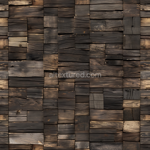 Seamless 3D Weathered Dark Wood Planks PBR Texture with Distressed Grain and Knots